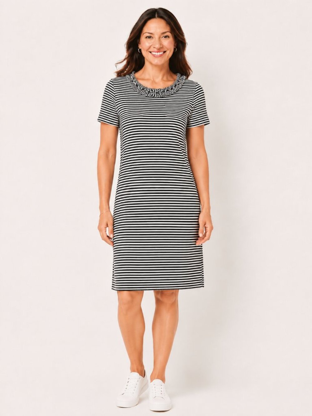 Talbots Black and White Striped Tee dress